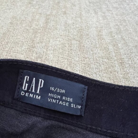 NWT Gap Velvet Velour High Rise Vintage Slim Blue Pants 16/33 - Picture 2 of 12